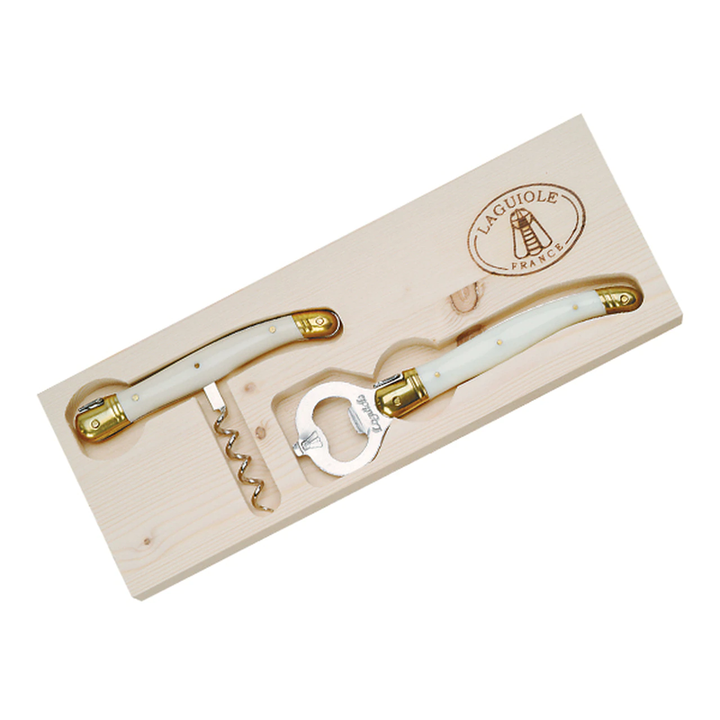 Jean Dubost Corkscrew & Bottle Opener with Ivory Colored Handles