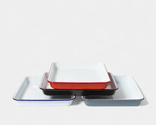 Falcon Enamelware-Serving Tray, White with Blue Rim